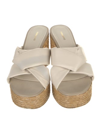 Ferragamo Leather Braided Accents Slides