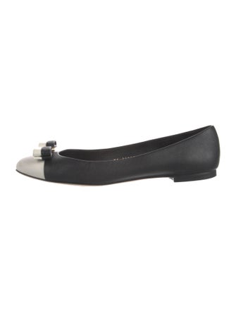 Ferragamo Vara Bow Accent Leather Flats