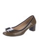 Ferragamo Patent Leather Bow Accents Pumps