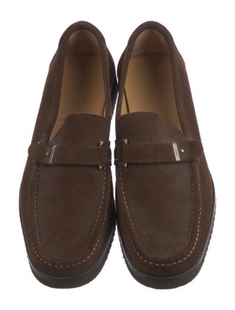 Ferragamo Gancini Logo Suede Loafers