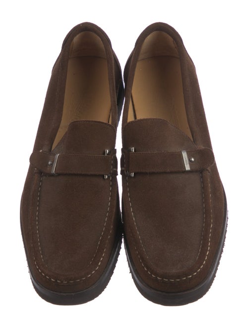 Ferragamo Gancini Logo Suede Loafers