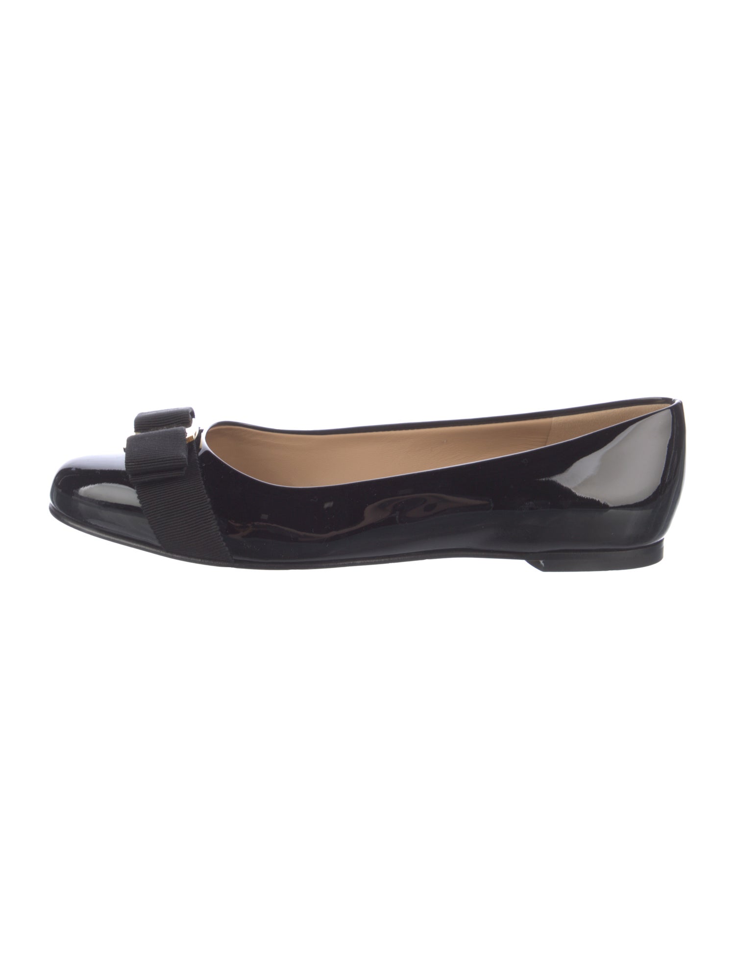 Ferragamo Vara Bow Accent Patent Leather Flats