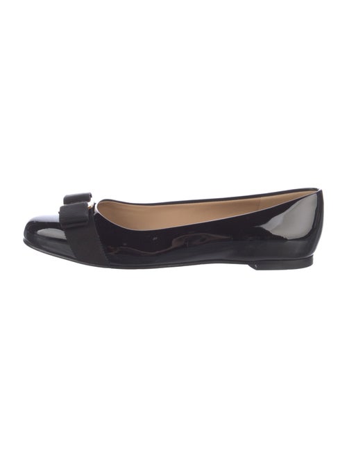 Ferragamo Vara Bow Accent Patent Leather Flats