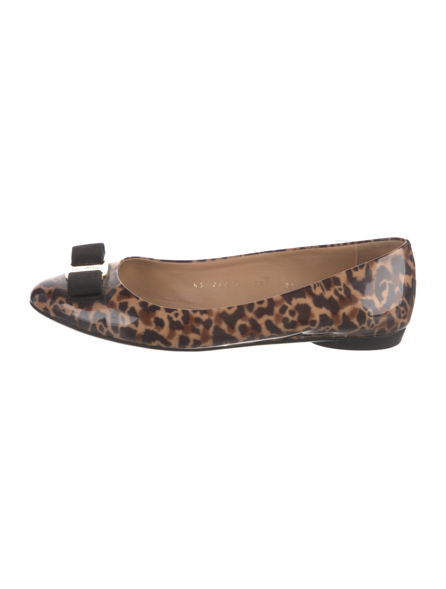 Ferragamo Patent Leather Animal Print Flats