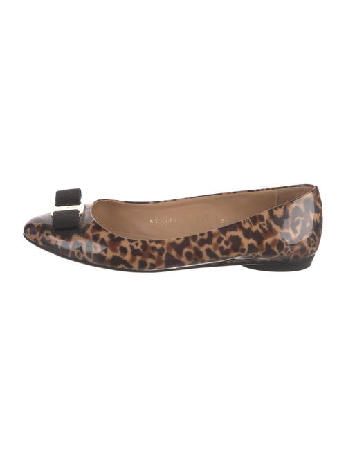 Ferragamo Patent Leather Animal Print Flats