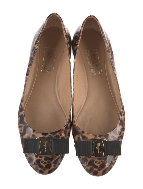 Ferragamo Patent Leather Animal Print Flats