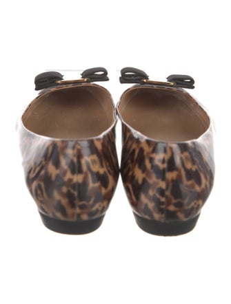 Ferragamo Patent Leather Animal Print Flats