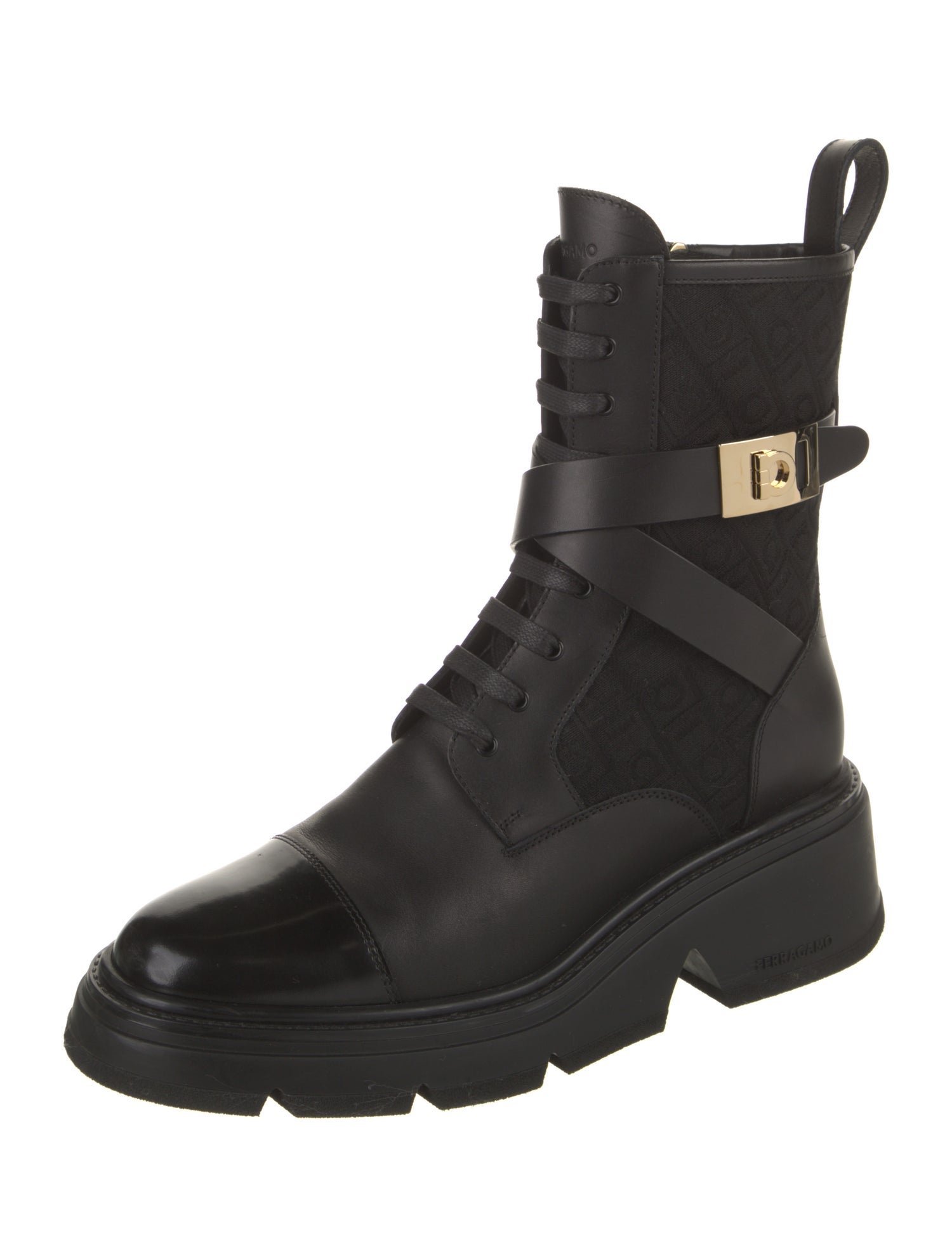 Ferragamo Leather Combat Boots
