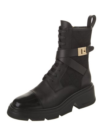 Ferragamo Leather Combat Boots