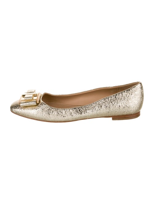 Ferragamo Vara Bow Accent Leather Ballet Flats