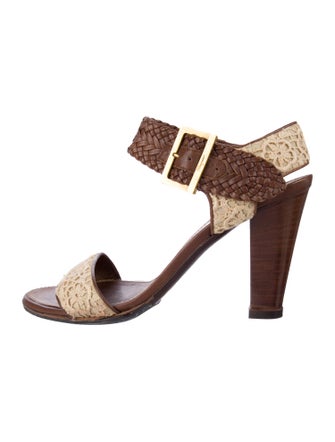 Ferragamo Leather Animal Print Sandals