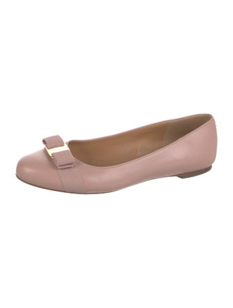 Ferragamo Vara Bow Accent Patent Leather Ballet Flats