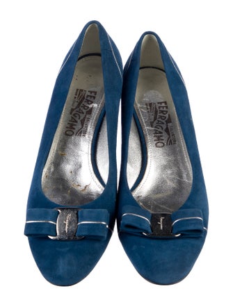 Ferragamo Vara Bow Accent Suede Flats