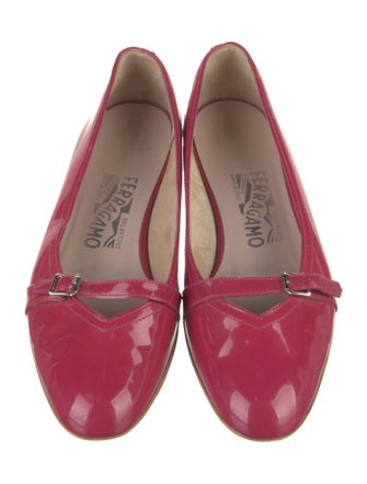 Ferragamo Patent Leather Grosgrain Trim Ballet Flats