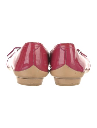 Ferragamo Patent Leather Grosgrain Trim Ballet Flats