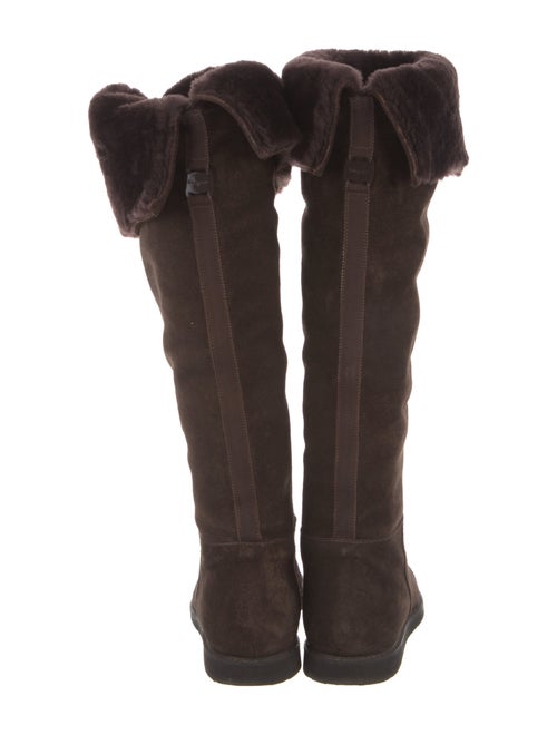 Ferragamo Suede Fur Trim Riding Boots