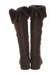 Ferragamo Suede Fur Trim Riding Boots