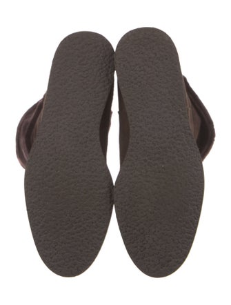 Ferragamo Suede Fur Trim Riding Boots