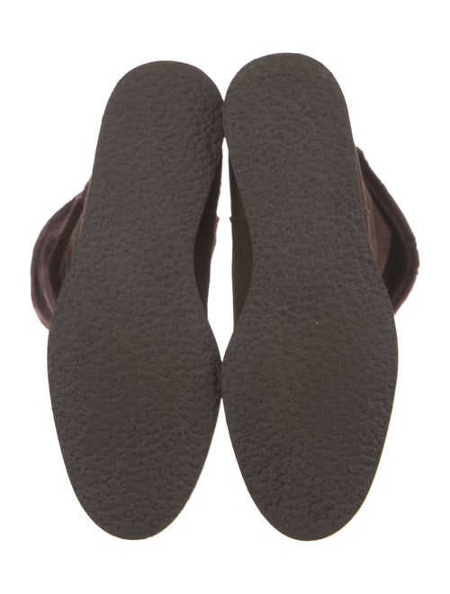 Ferragamo Suede Fur Trim Riding Boots