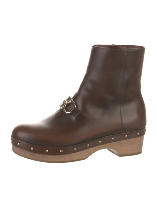 Ferragamo Leather Studded Accents Boots