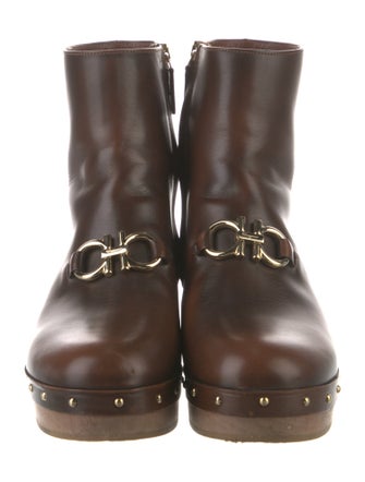 Ferragamo Leather Studded Accents Boots
