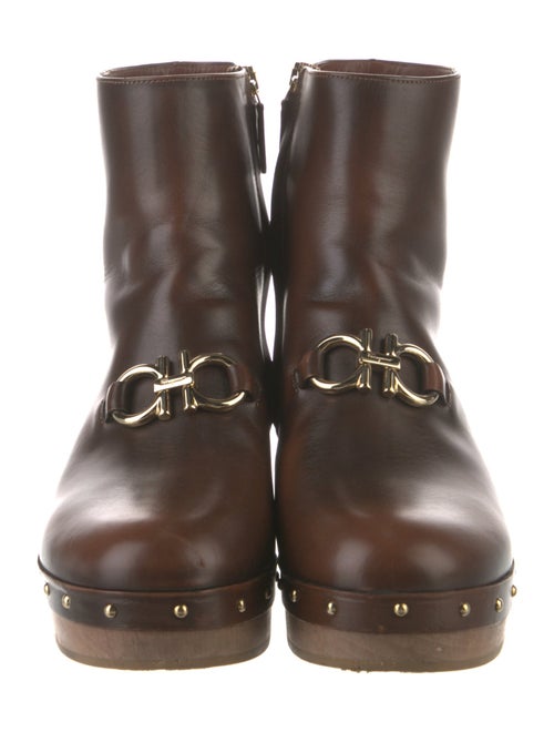Ferragamo Leather Studded Accents Boots