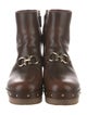 Ferragamo Leather Studded Accents Boots