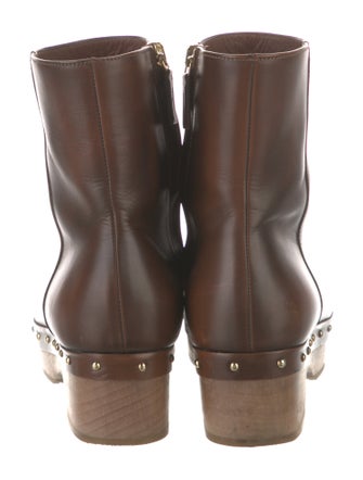 Ferragamo Leather Studded Accents Boots