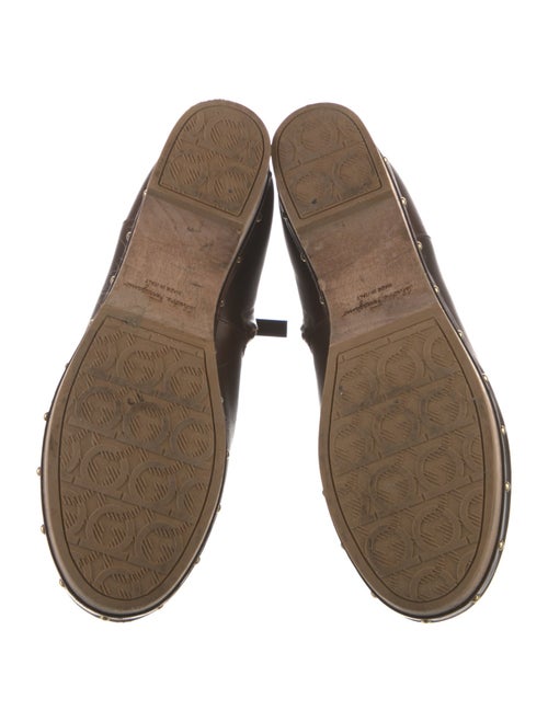 Ferragamo Leather Studded Accents Boots