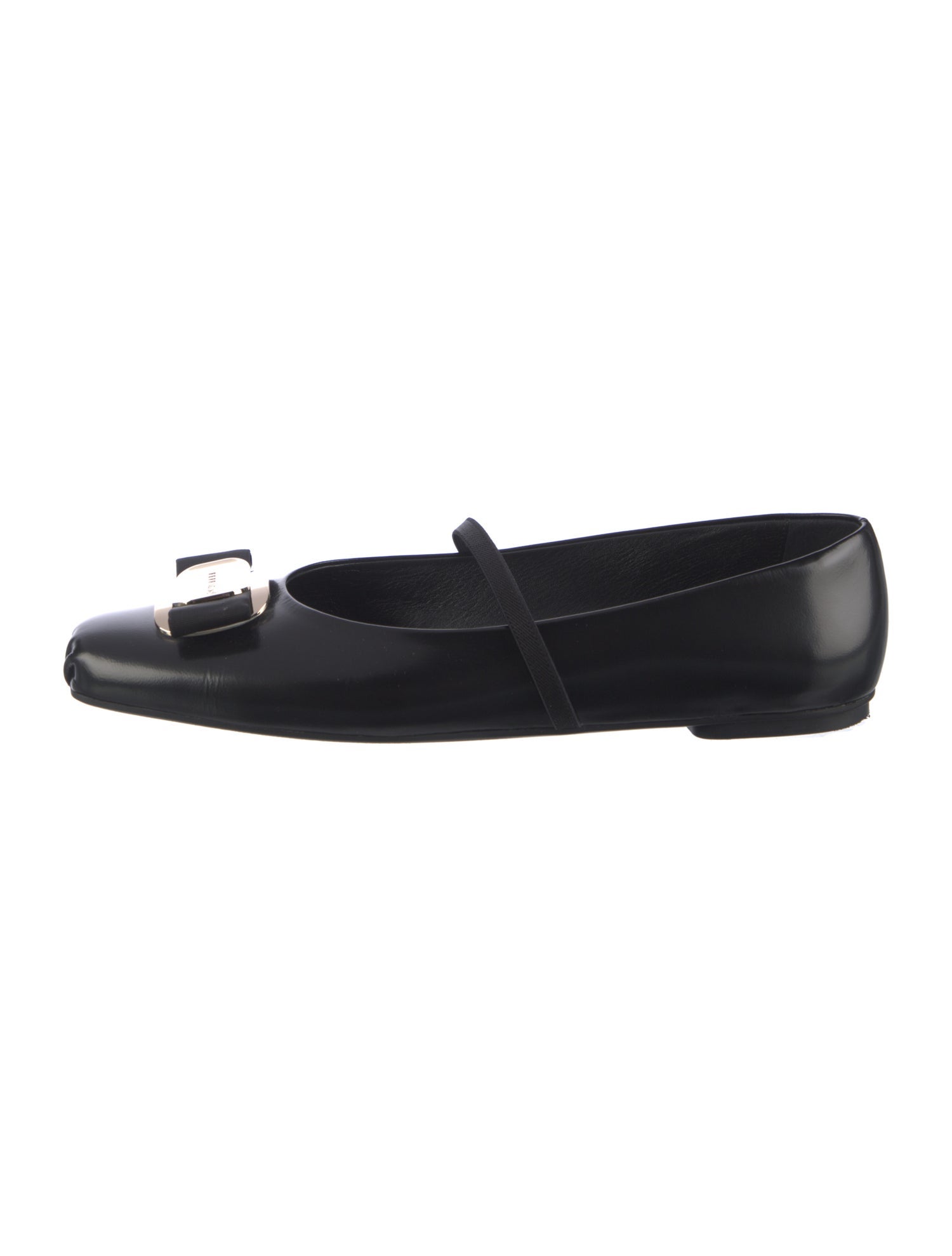 Ferragamo Leather Bow Accents Mary Jane Flats