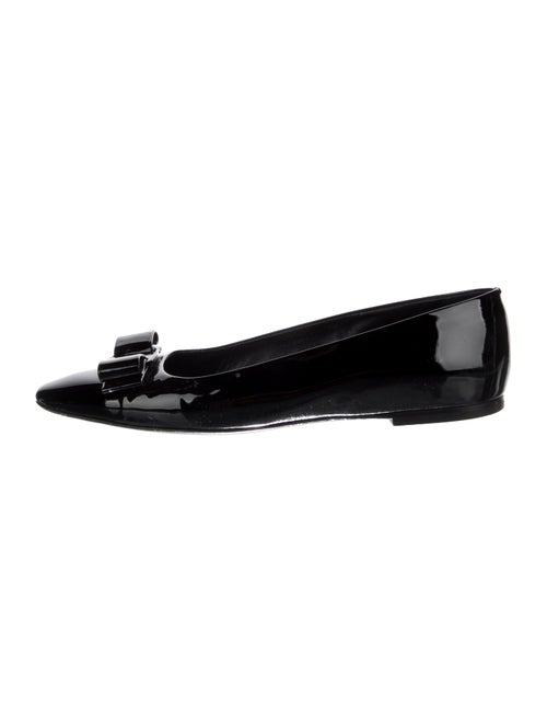 Ferragamo Vara Bow Accent Patent Leather Ballet Flats