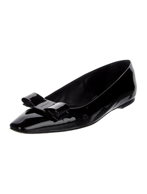 Ferragamo Vara Bow Accent Patent Leather Ballet Flats