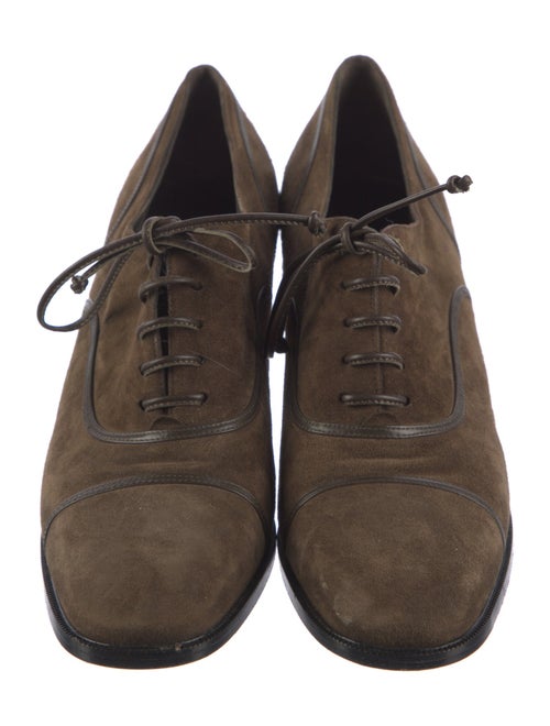 Ferragamo Suede Leather Trim Embellishment Pumps