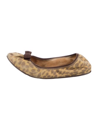 Ferragamo Suede Animal Print Ballet Flats