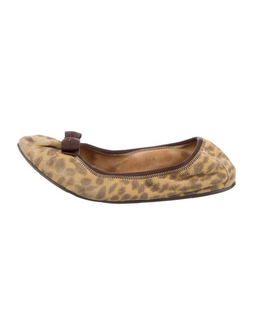 Ferragamo Suede Animal Print Ballet Flats