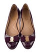 Ferragamo Vara Bow Accent Patent Leather Ballet Flats