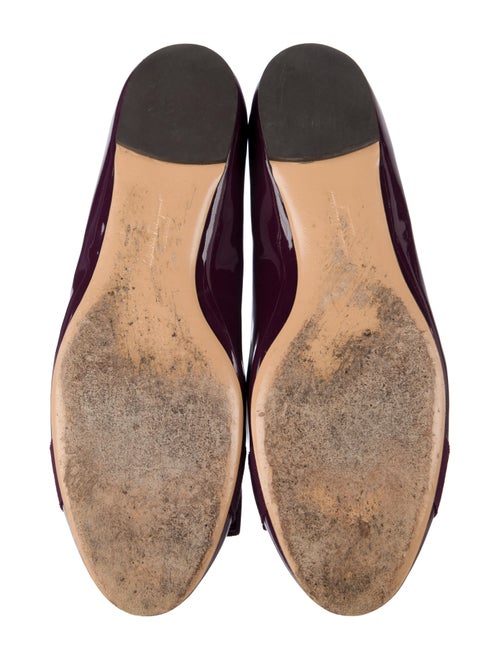 Ferragamo Vara Bow Accent Patent Leather Ballet Flats