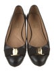 Ferragamo Vara Bow Accent Leather Ballet Flats