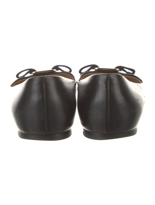 Ferragamo Vara Bow Accent Leather Ballet Flats