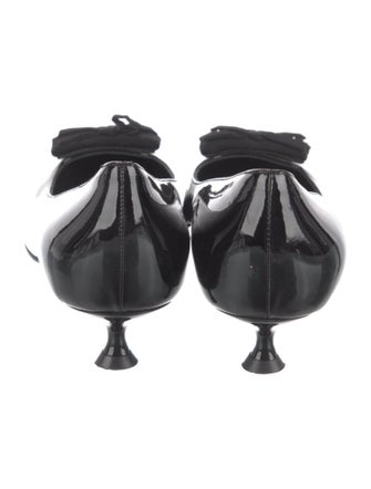 Ferragamo Patent Leather Bow Accents Pumps