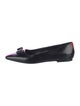 Ferragamo Leather Bow Accents Ballet Flats