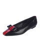 Ferragamo Leather Bow Accents Ballet Flats
