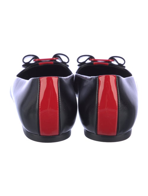 Ferragamo Leather Bow Accents Ballet Flats