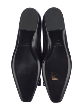 Ferragamo Leather Bow Accents Ballet Flats