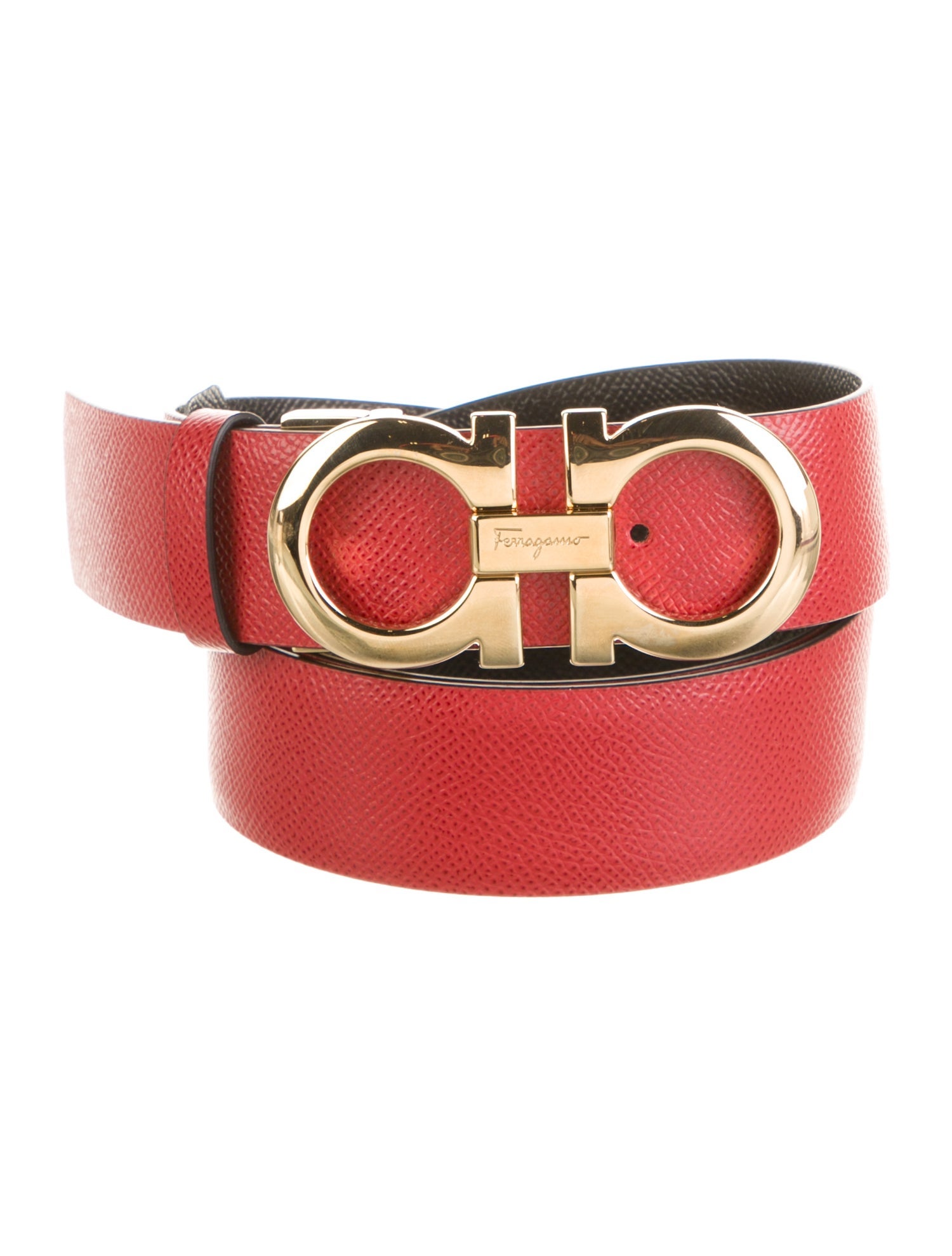 Ferragamo Gancini Logo Leather Belt