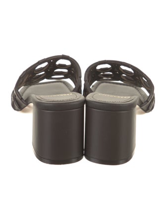 Ferragamo Leather Cutout Accent Slides