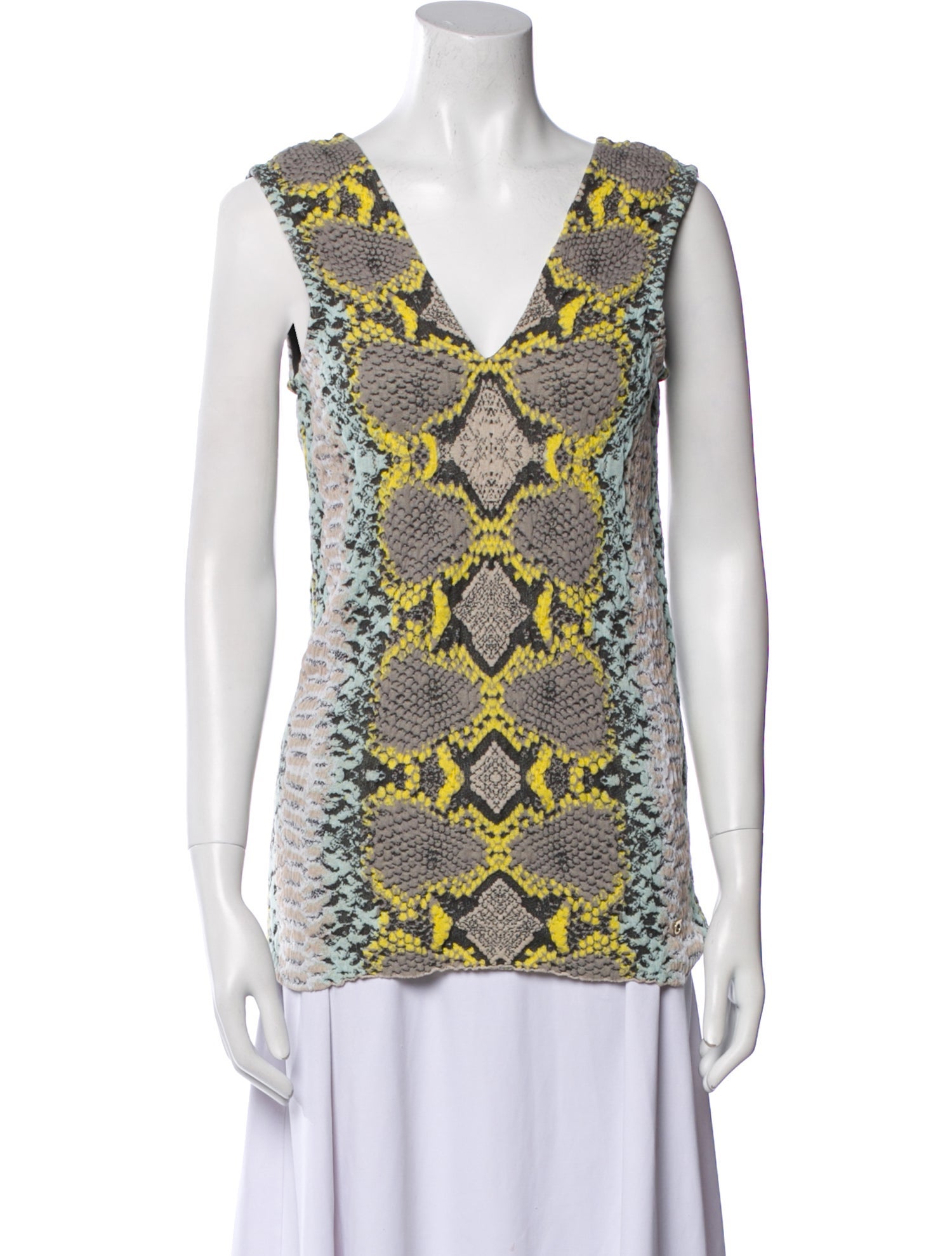 Salvatore Ferragamo Animal Print V-Neck Top