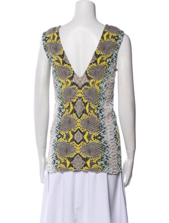 Salvatore Ferragamo Animal Print V-Neck Top