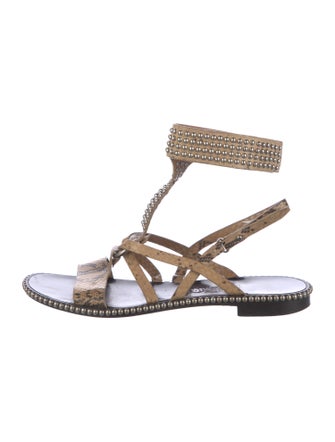 Ferragamo Snakeskin Animal Print Slingback Flats