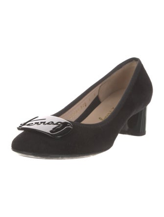 Ferragamo Suede Bow Accents Pumps